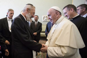 August, 2017: Pope Francis greets Riccardo di Segni, Chief Rabbi of Rome