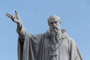 The statue of St. Benedict of Nursia (Norcia, Italy)